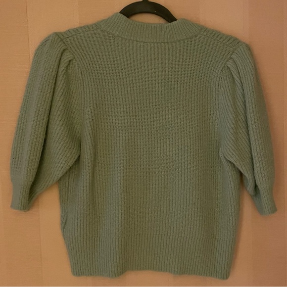 MONKI Light Green Sage Puffy Sleeve Button Down Knit Top - Picture 7 of 10